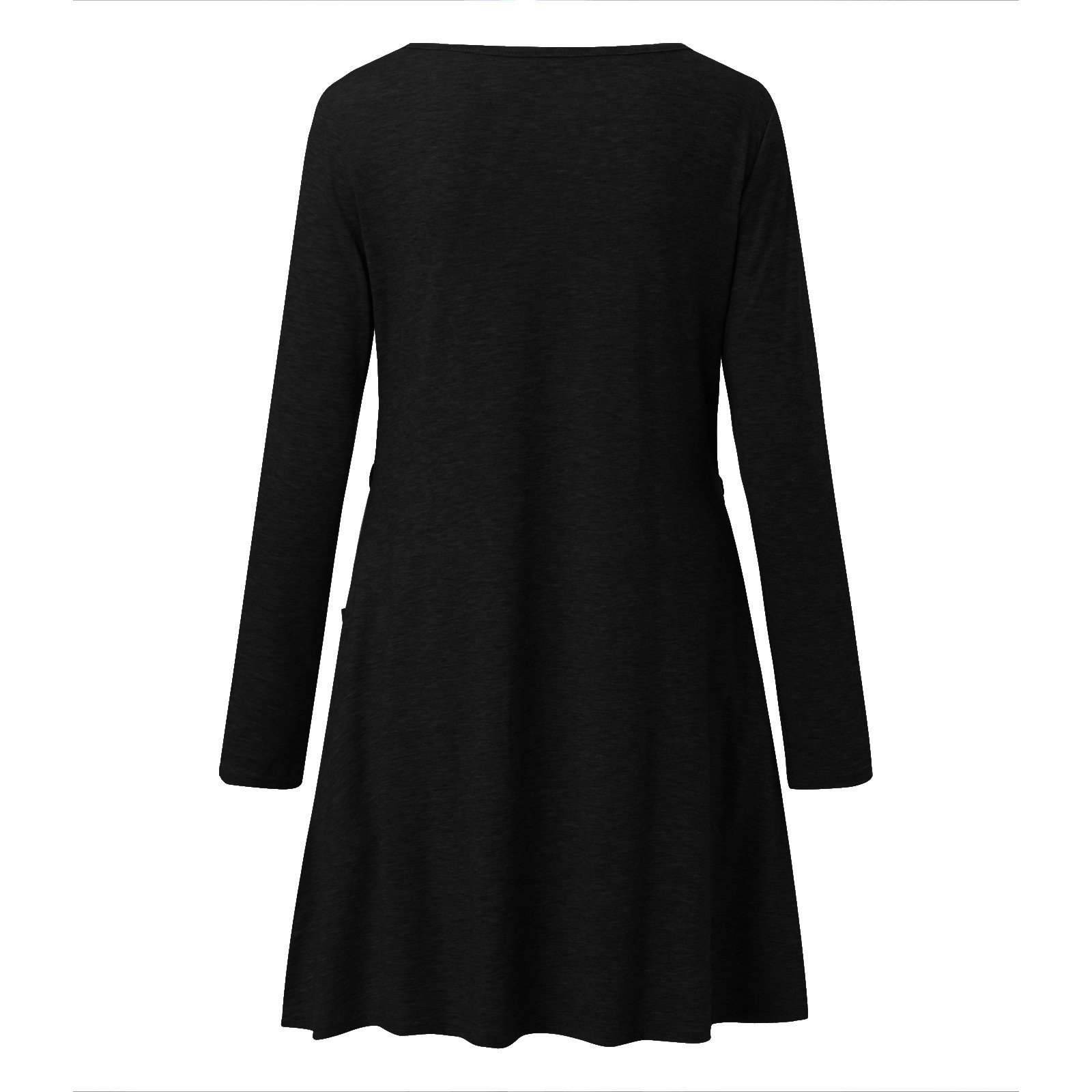 thumbnail image 5 of Vestido largo de manga larga con cuello redondo para mujer - Poliéster, color liso, bolsillos, plisado, para fiesta/boda/playa, tallas US/UK/EU, 5 of 5